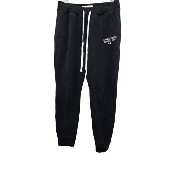 Abercrombie & Fitch Men's S Black Jogger Sweatpants Drawstring Waist & Embroider - Picture 1 of 7